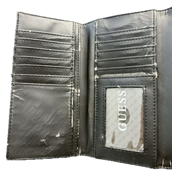 GUESS Women’s Logo Tri-Fold Wallet Brown Black Studded Snap Closure– WEAR INSIDE - Picture 8 of 8
